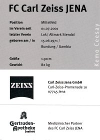 FC Carl Zeiss Jena - Rckseite