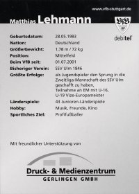 VfB Stuttgart Amateure - Rckseite